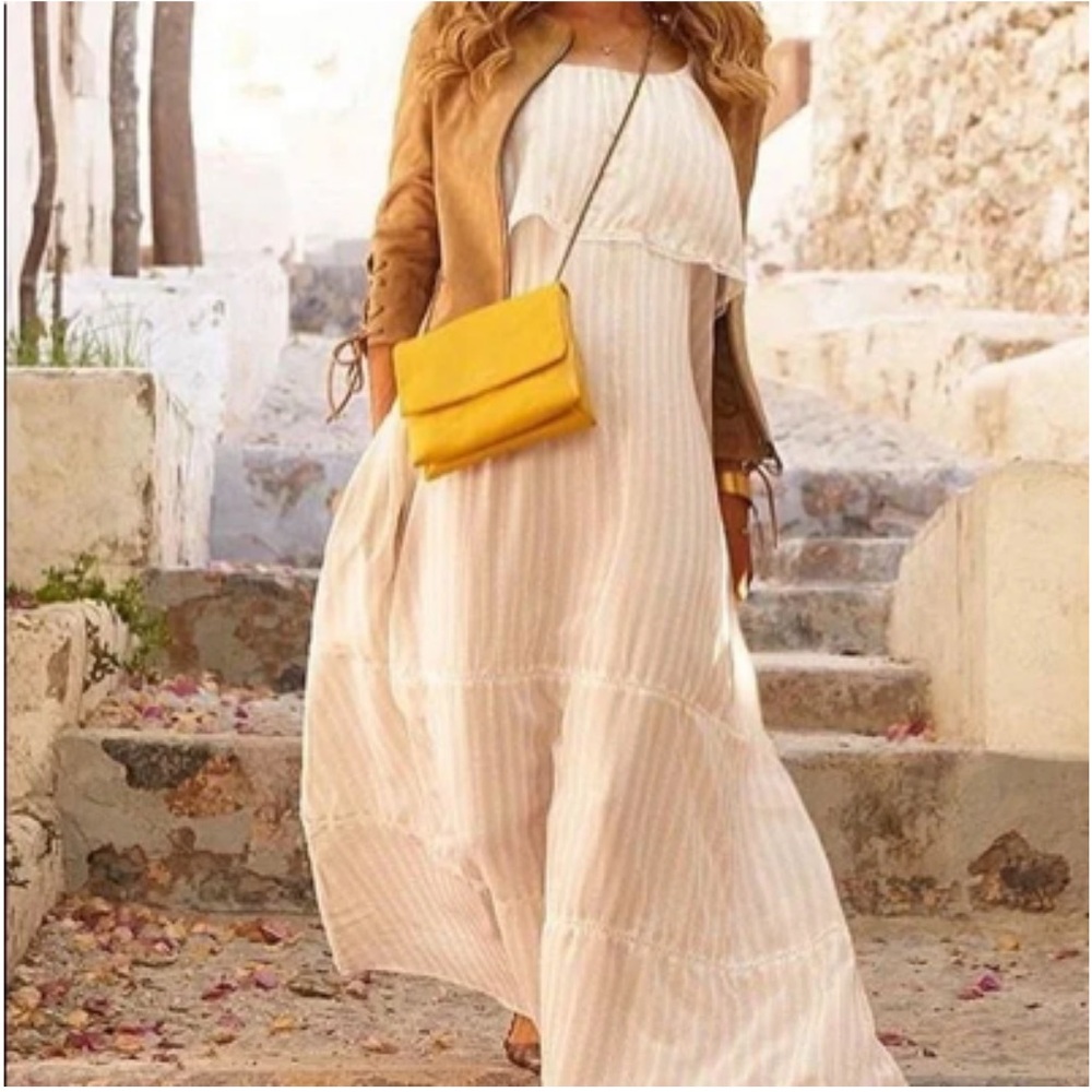 Anine Bing Cream and White Striped Dress